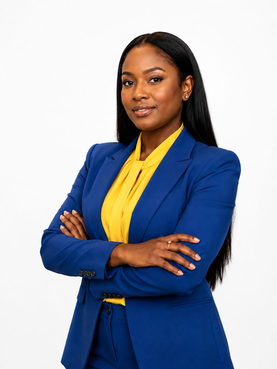 Smiling young African graduate holding a folder in a modern office