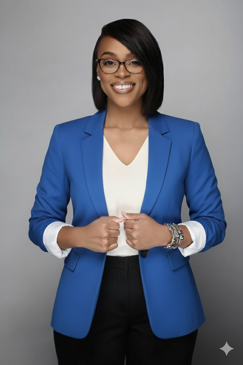 Professional woman in blue blazer